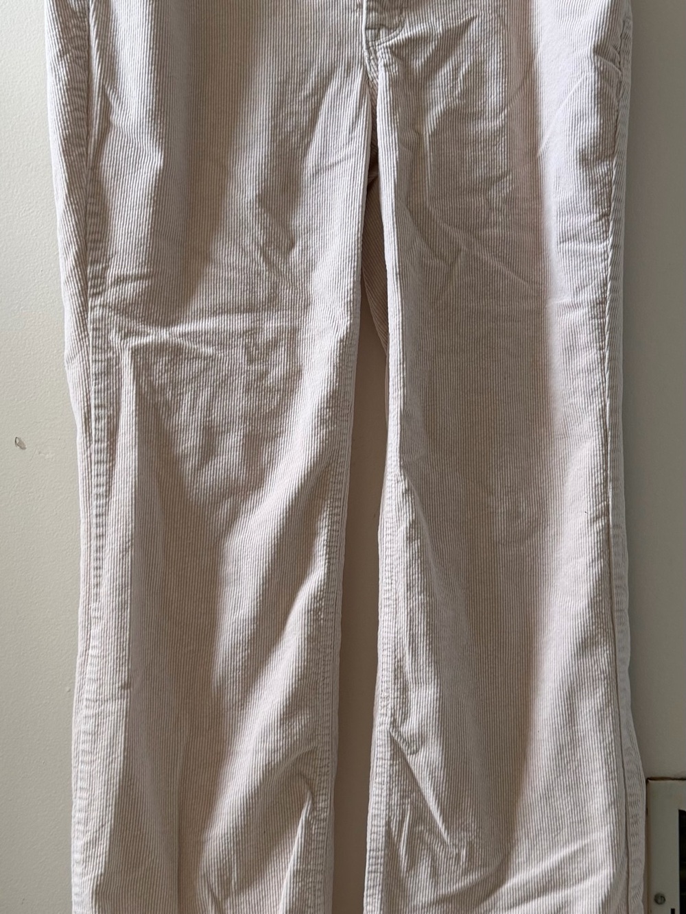 Women's Beige Corduroy Pants - Classic Straight Fit
